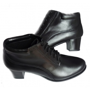 Skórzane szerokie botki tęgość 2xH obcas 5.5 cm
